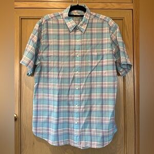 Faherty NWOT Lightweight Cotton Pastel Plaid Short Sleeve Button Down Shirt